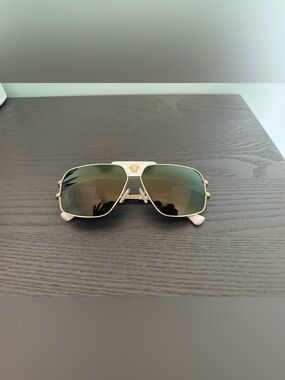 Versace Gold Frame Sunglasses with Green Lenses
